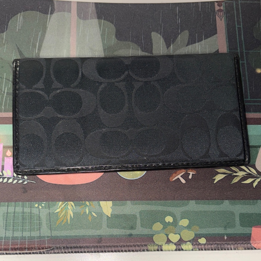 Coach Black Signature Long Checkbook Wallet